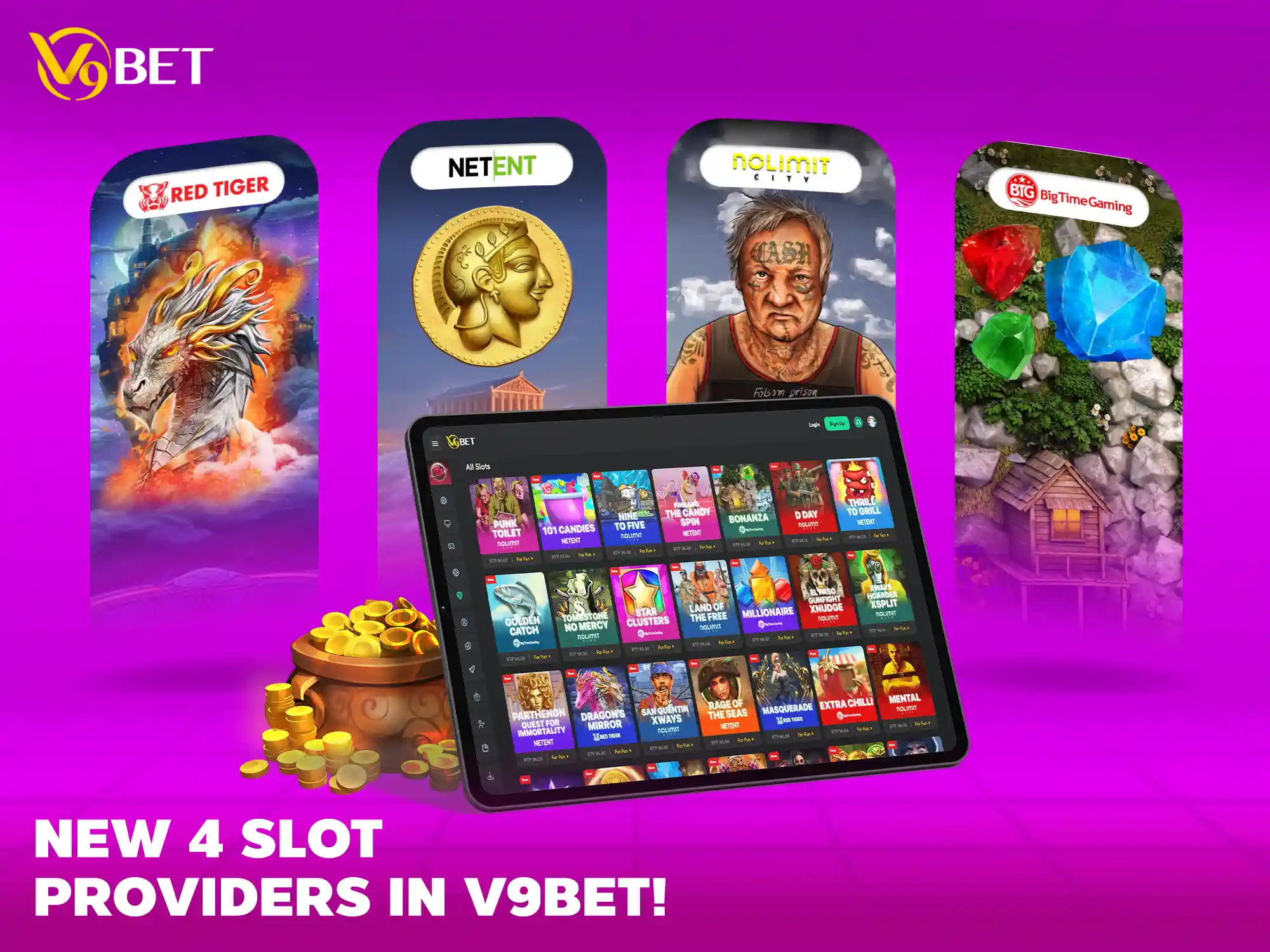 4 New Slot Providers at V9Bet - Popular Games