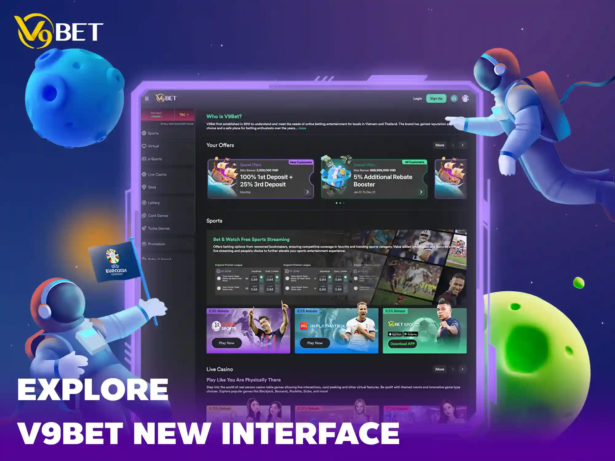 Discover the new V9Bet interface - Special features welcoming Euro