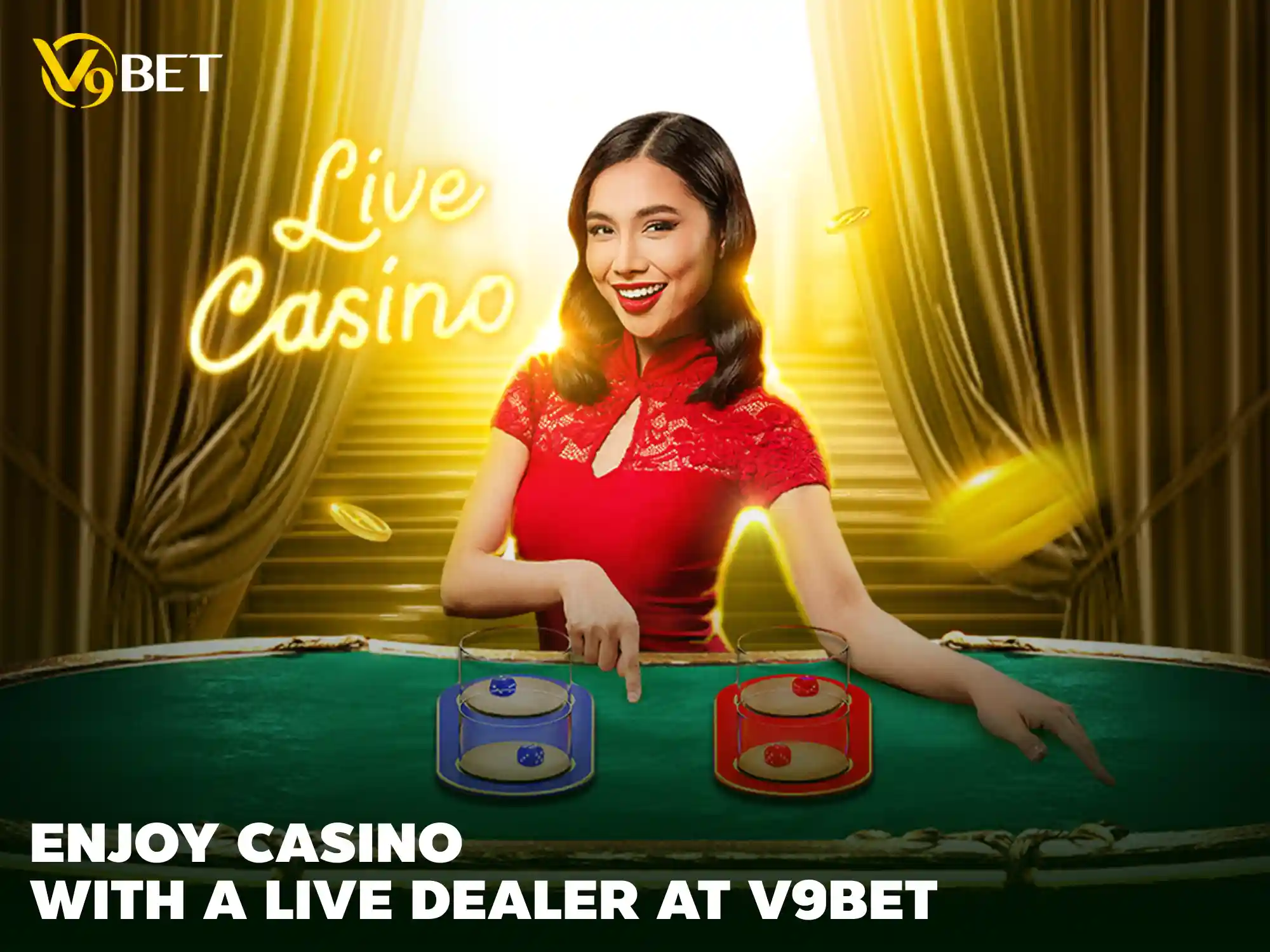 Enjoy casino with a live dealer at V9Bet