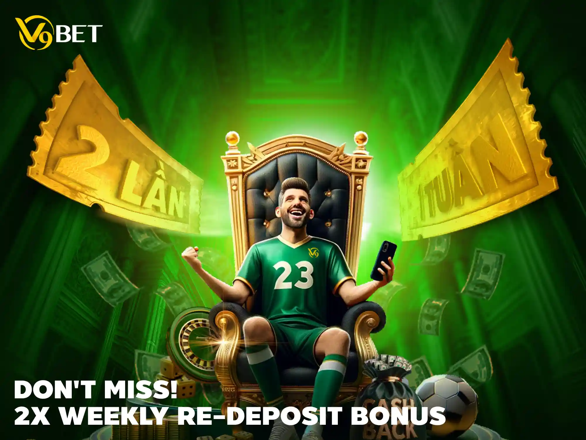 V9Bet Promotion - Twice Weekly Redeposit Bonus