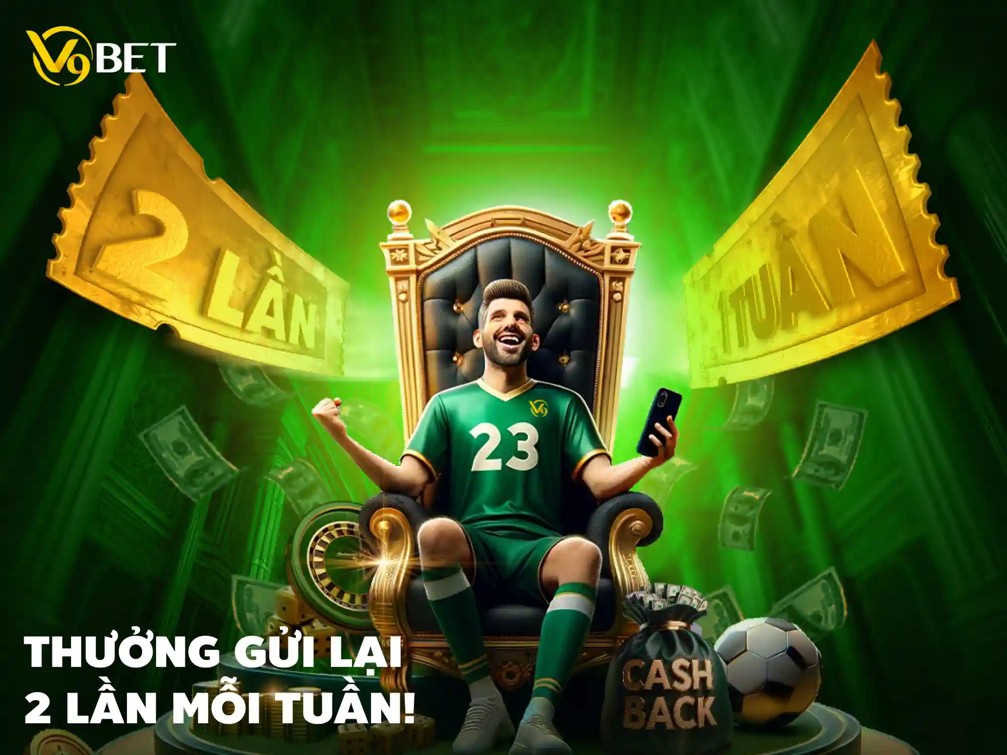 V9Bet Khuyến Mãi- Thưởng Gửi Lại 2 Lần Mỗi Tuần