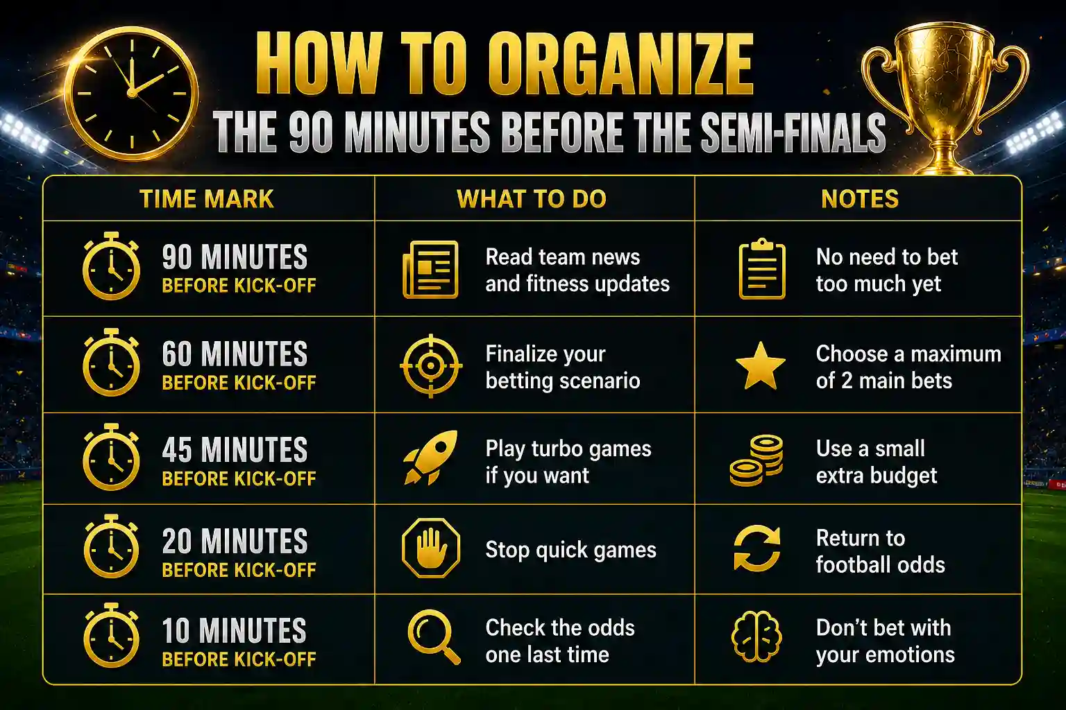 How to structure 90 minutes before the semi-final
