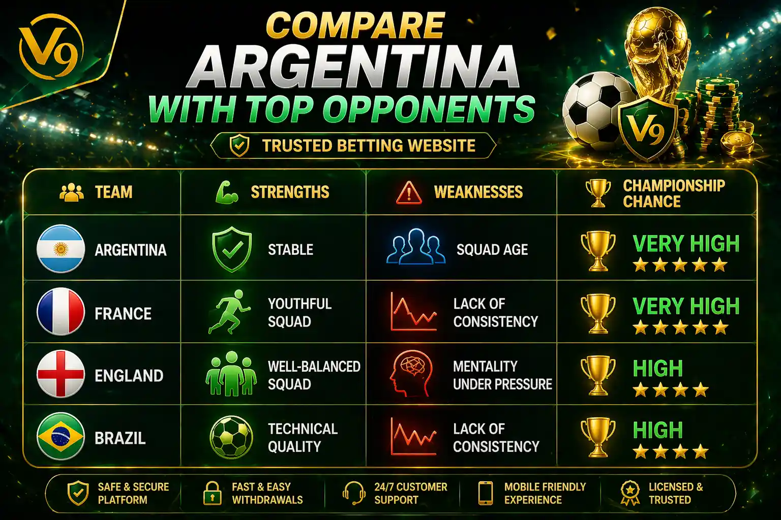 Argentina compared to other World Cup contenders