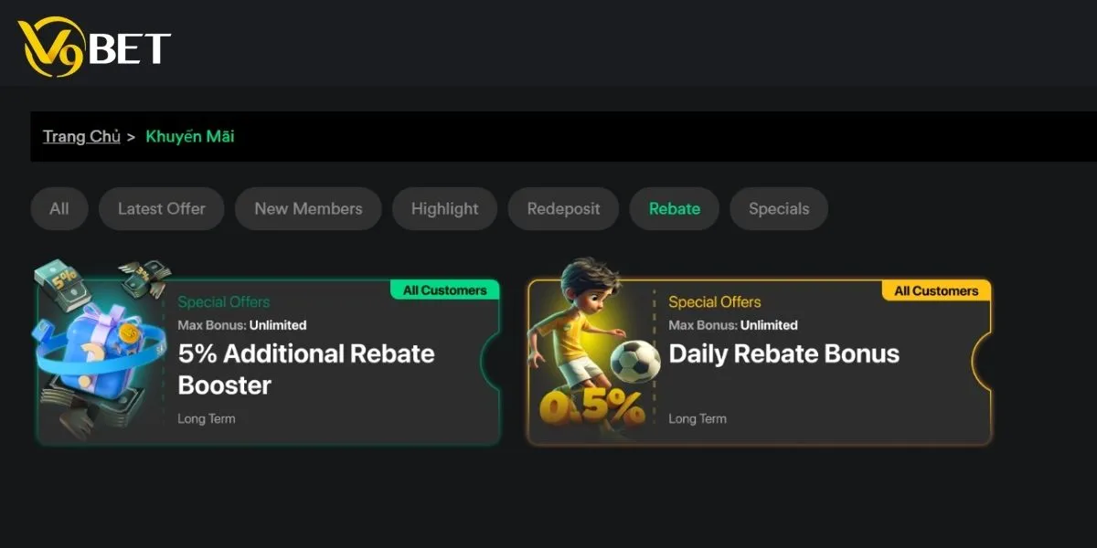 Place football bets at V9BET and receive attractive promotions