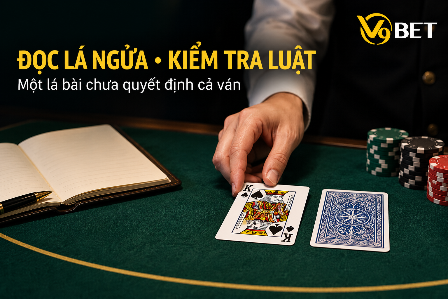 Lá ngửa dealer giúp đọc quyết định xử lý bài nhưng phải được đặt cạnh luật của bàn đang chơi