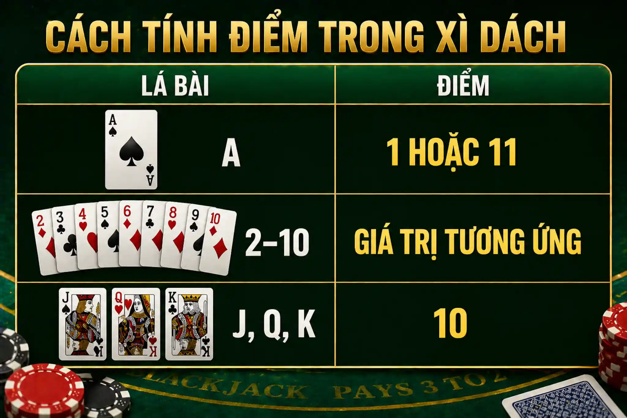 Cách tính điểm trong Xì Dách