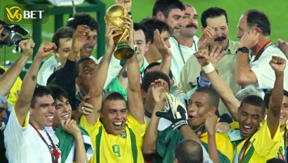 Brazil winning the 2002 World Cup