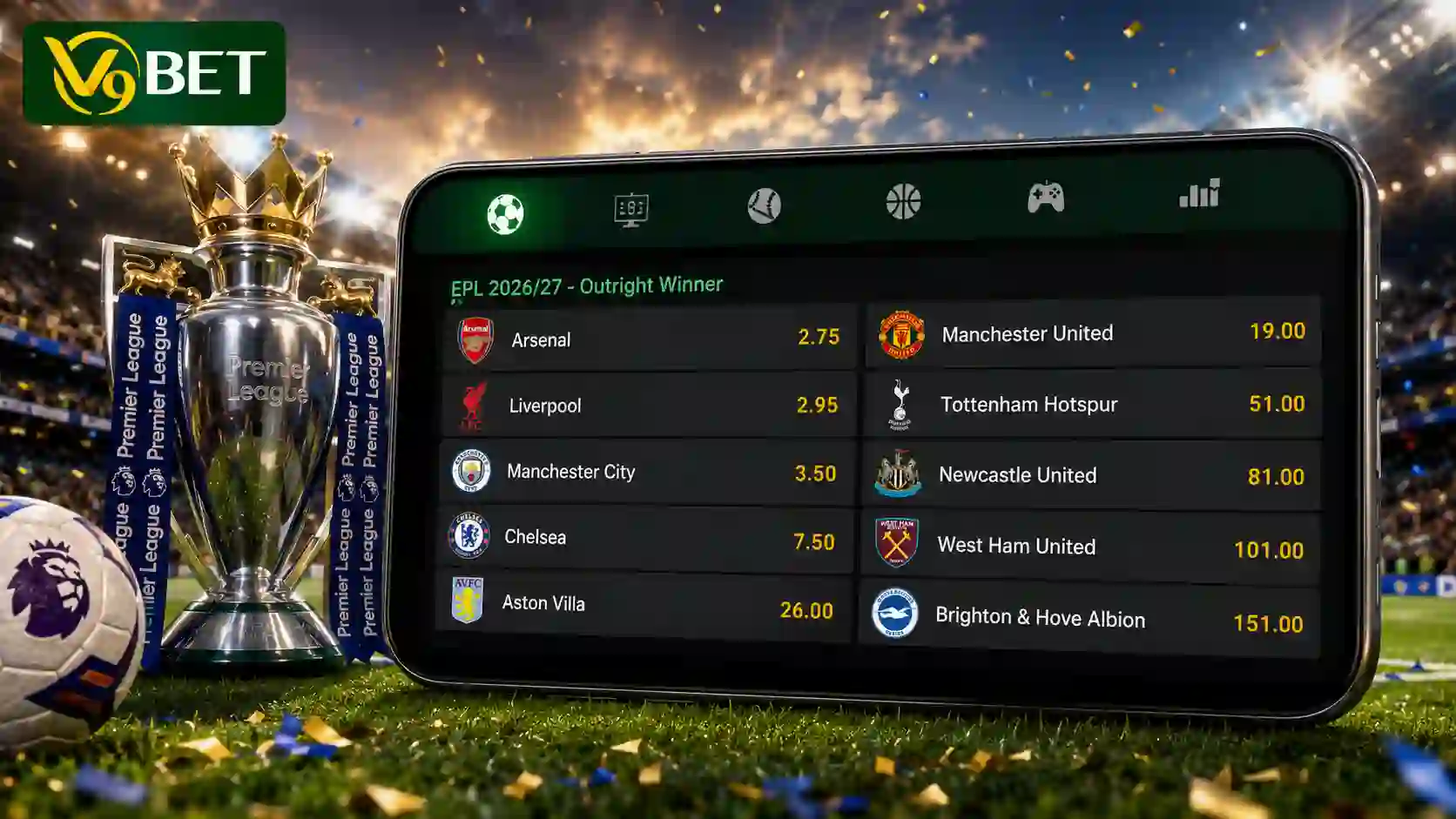 The Big 6 teams worth betting on to predict the winner of the 2026/27 Premier League season