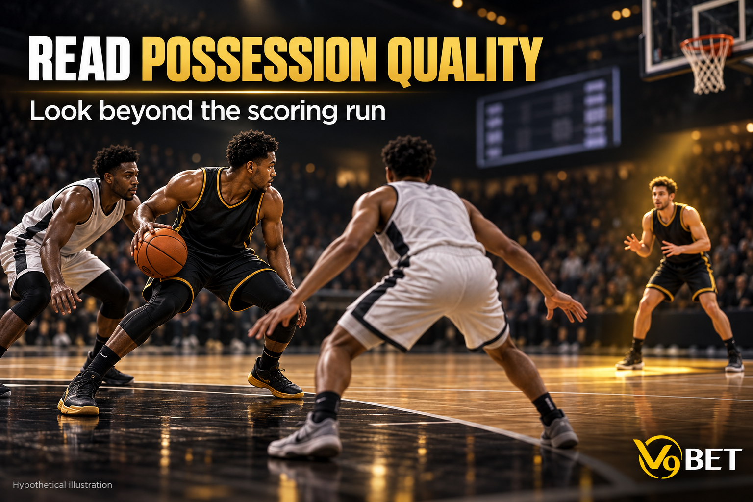A hypothetical basketball situation where the ball handler is double-teamed and a teammate is left open, showing why shot quality matters more than a scoring streak