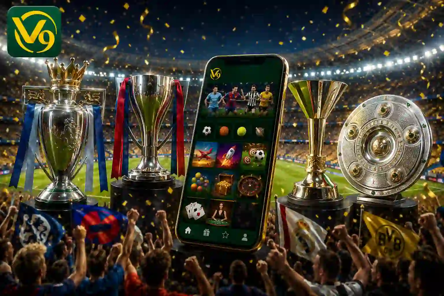 Follow and bet on top football leagues at V9BET