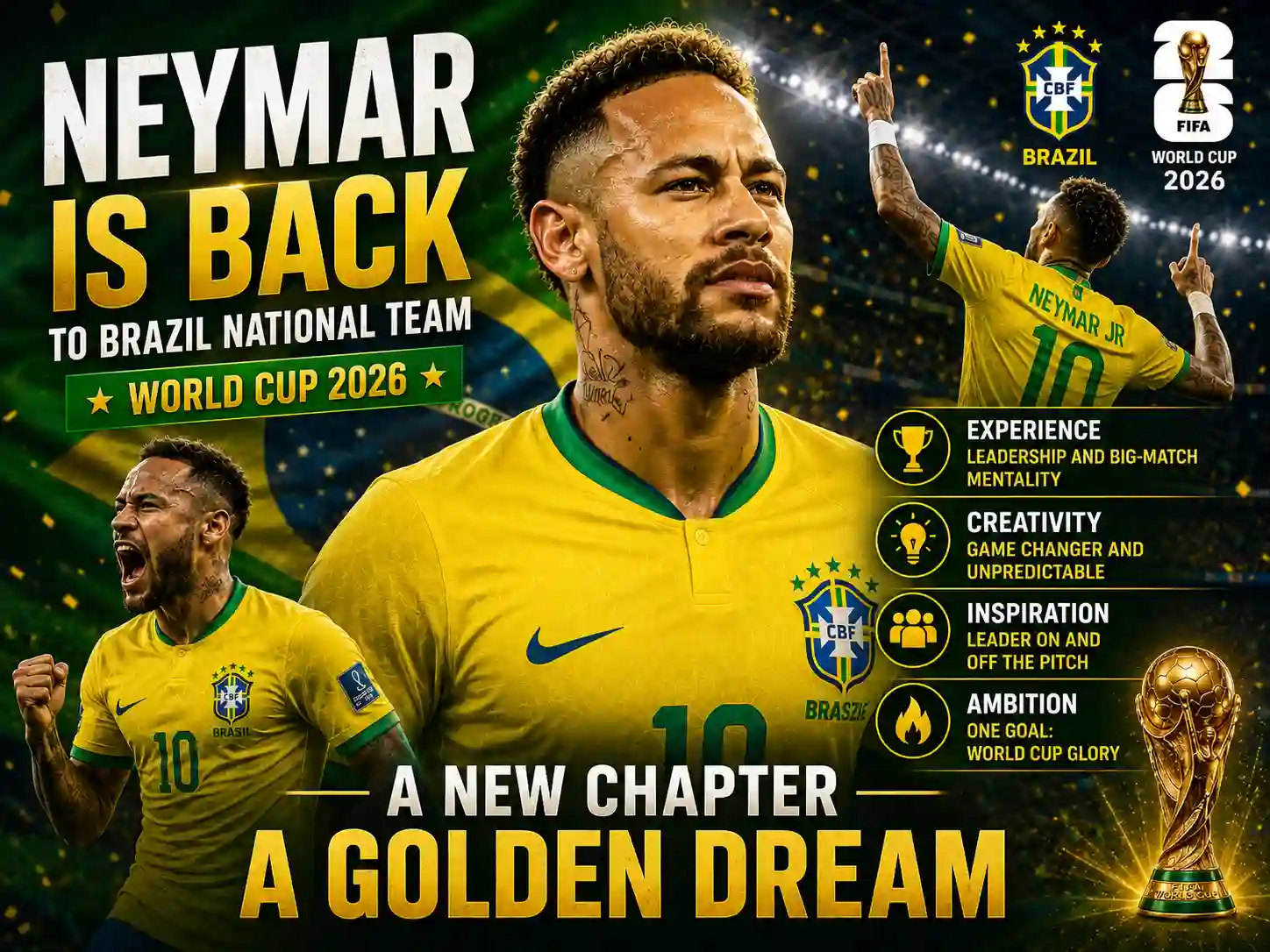 Neymar returns to Brazil national team for World Cup 2026