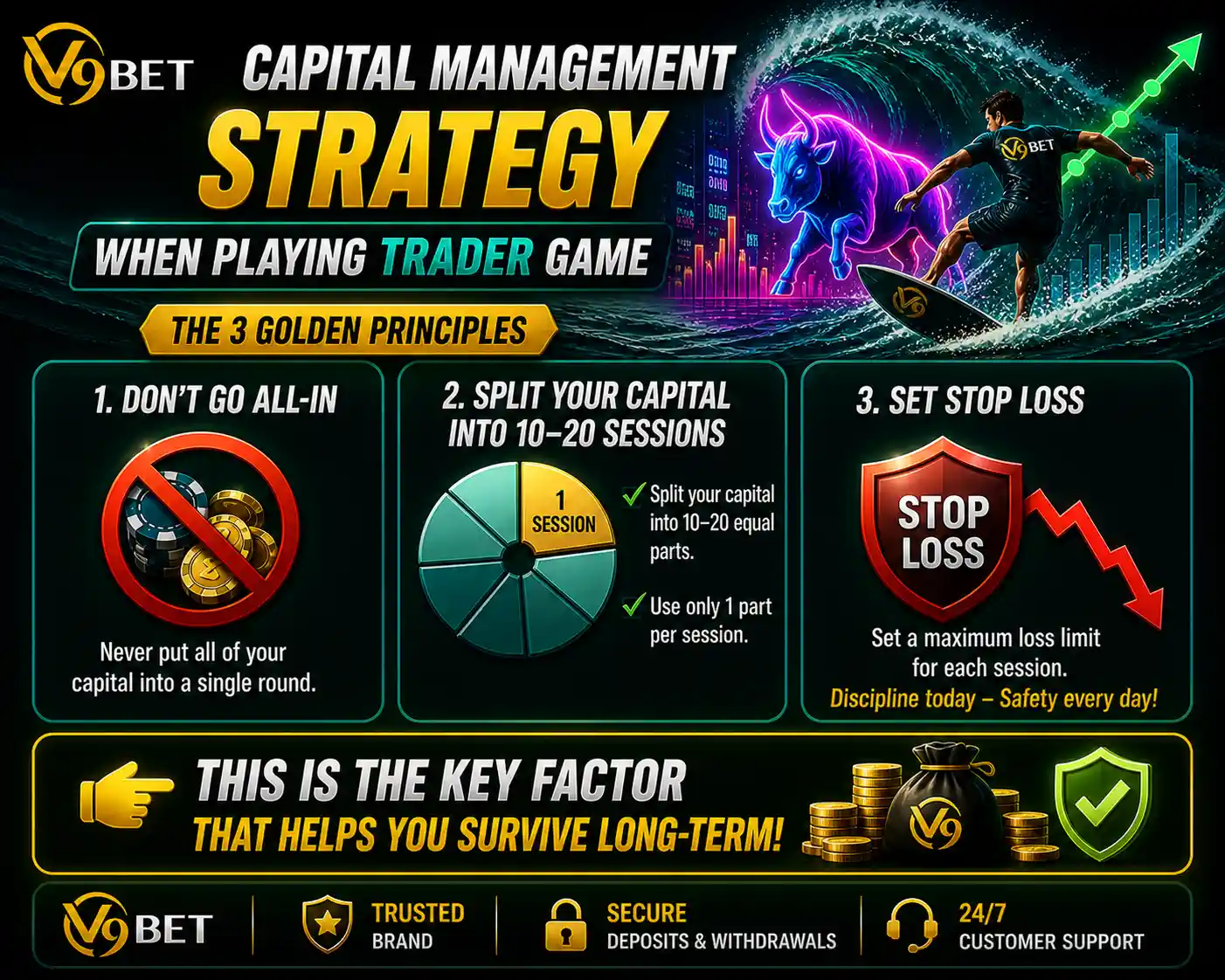 Bankroll management strategy for Trader game