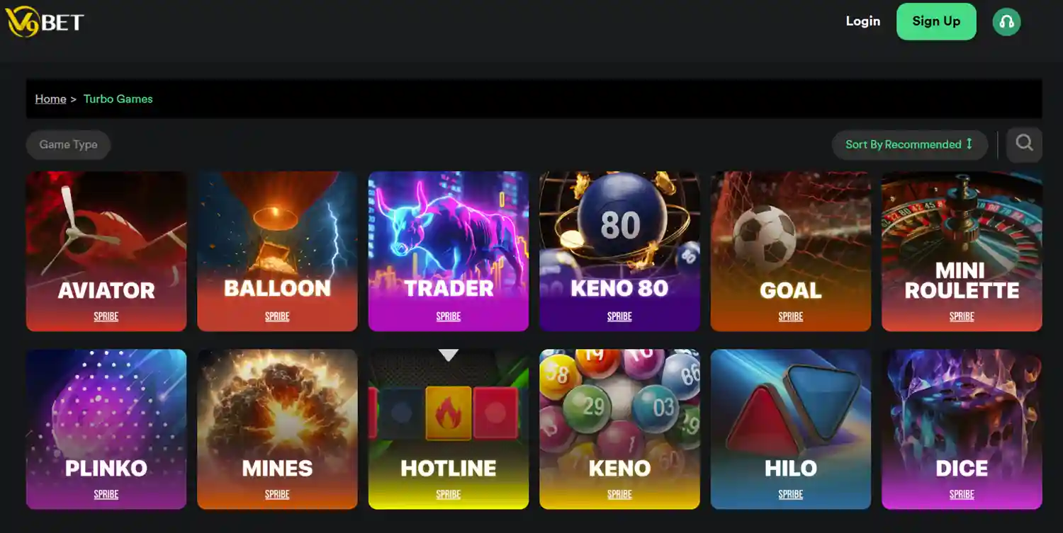 Top 12 most popular V9Bet fast games in 2026