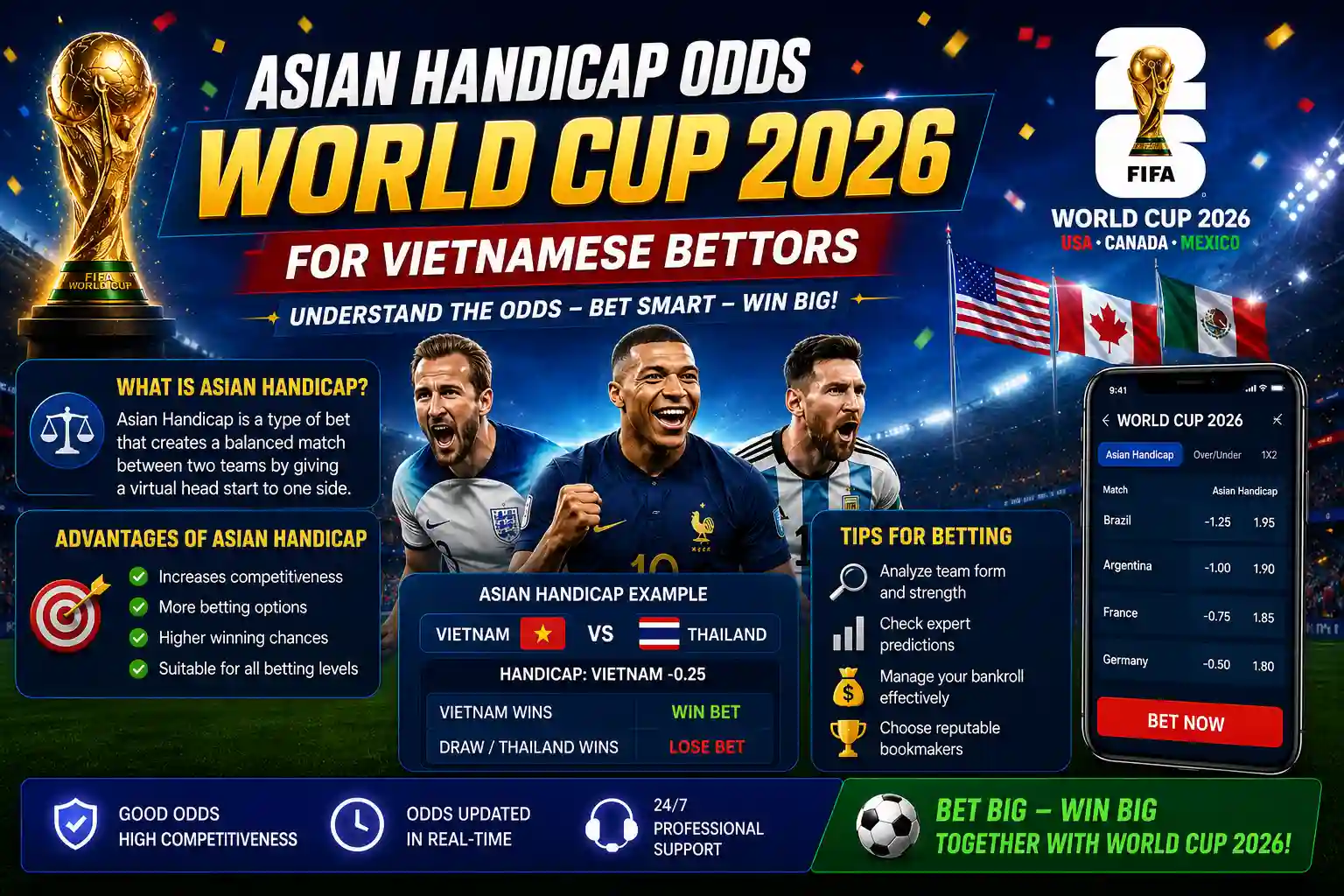 Kèo châu Á World Cup 2026 cho cược thủ Việt