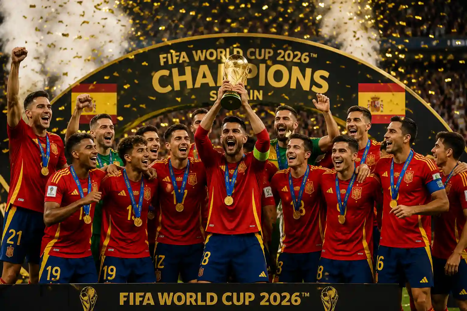 Tây Ban Nha ăn mừng chức vô địch World Cup 2026